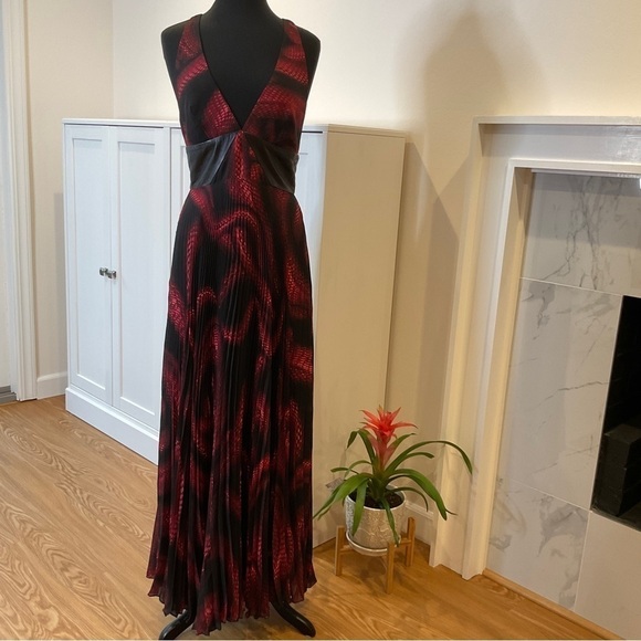 Milly Swirl Print Pleats Maxi Dress V-Neck Size 10 - Picture 2 of 16